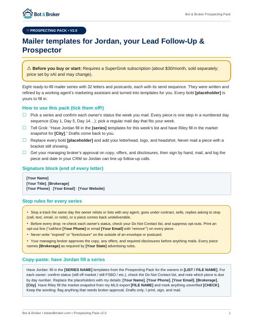 Prospecting Pack first page